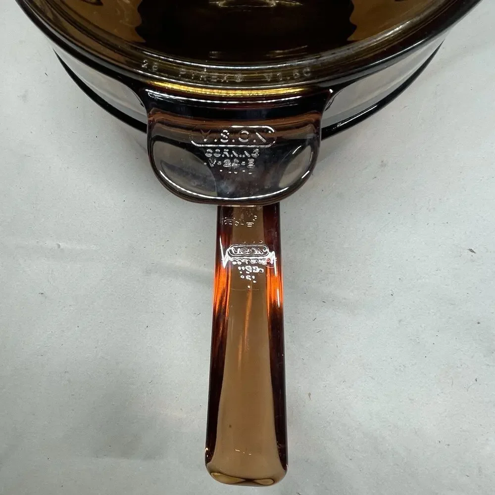 Corning Visions Vision Ware Amber 3pc Double Boiler 1.5L Pot Sauce Pan Lid